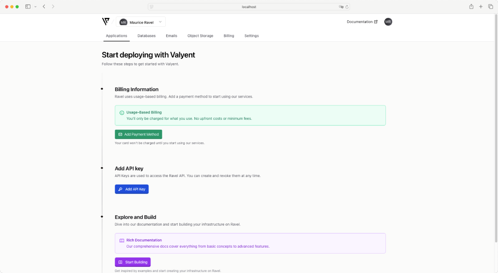 Screenshot of Valyent's Dashboard